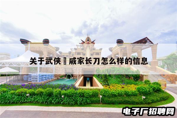 关于武侠乂戚家长刀怎么样的信息
